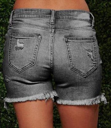 Basic High Rise Cutoff Denim Shorts